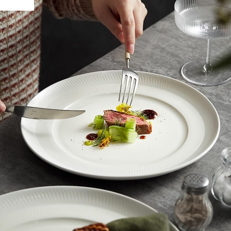 Talerze Obiadowe Ceramiczny Talerz Do Steków I Sushi Talerz Obiadowy Prosty Okrągły Talerz Stołowy Restauracja Jednolity Kolor Serwowanie Przekąsek Taca Deserowa Naczynia Do Gotowani8.5 Inch-One Size