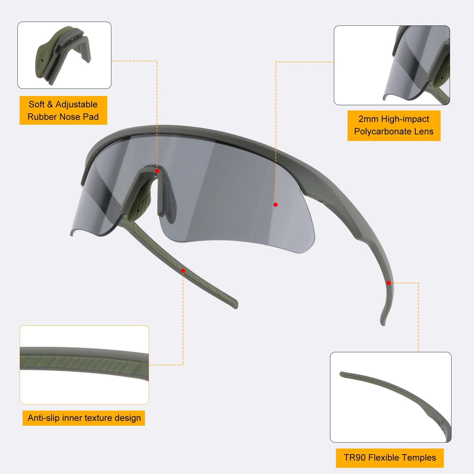 Gafas tácticas de airsoft con 3 lentes intercambiables, UV400 para exteriores, unisex, gafas de seguridad para disparar