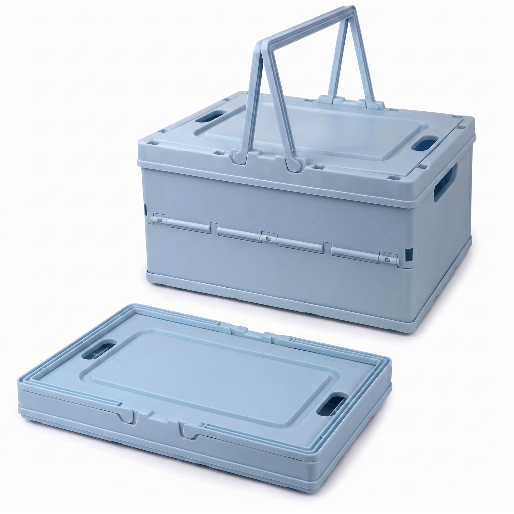 Vivikivi Collapsible Storage Crate,Plastic Storage Box, Blue, 2 Pack โ image 1