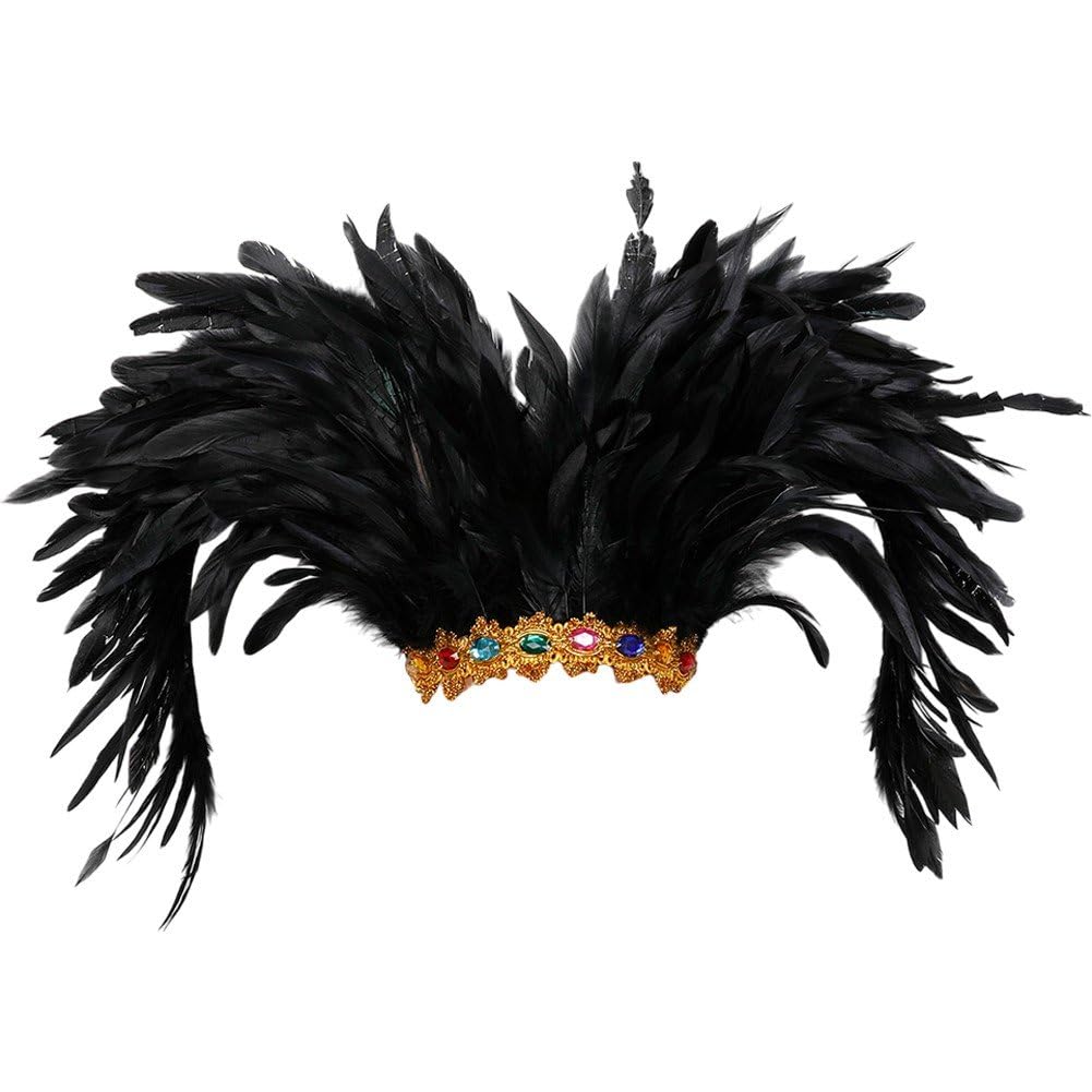 Bandeau à plumes Carnaval et coiffe de fête pour femme Halloween Noël