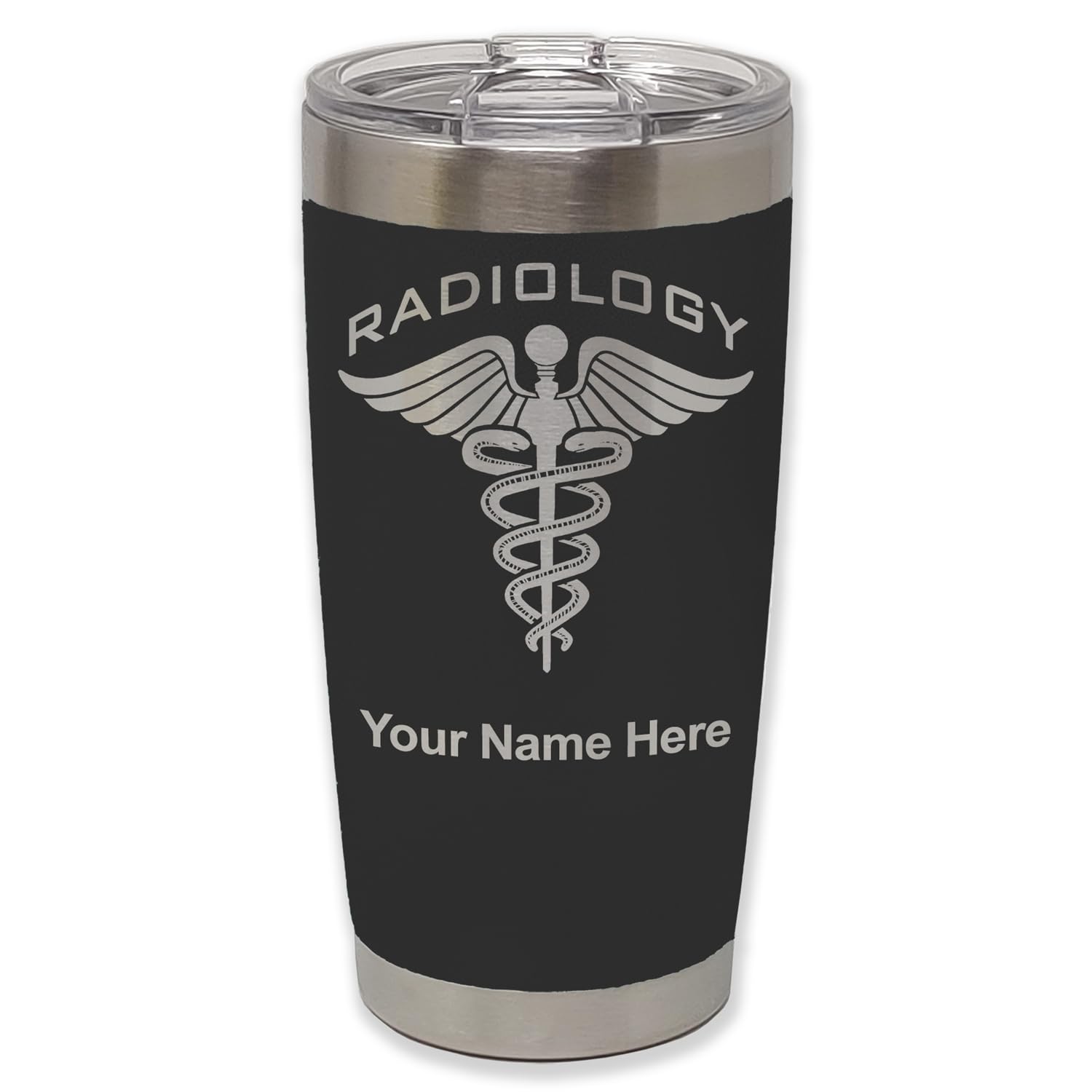 LaserGram 20oz Vacuum Insulated Tumbler Mug, Radiology, Personalized Engraving Included (Black)