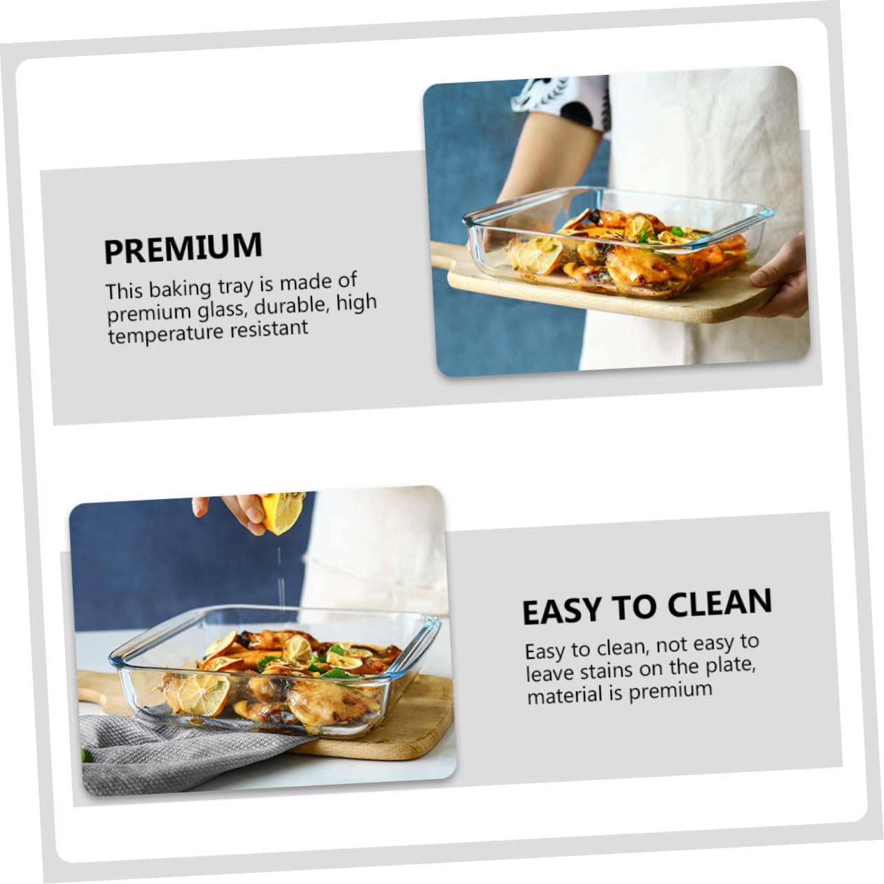 Alipis 2pcs Glass Baking Trays Set Versatile Bakeware for Pizza and Rice Dishwasher Safe Heat Resistant Kitchen Essentials