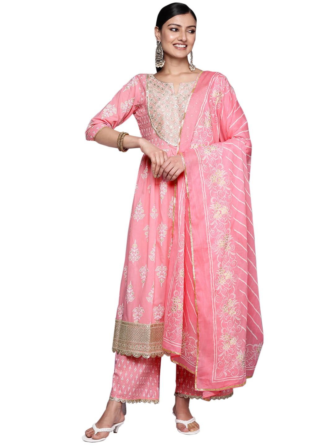 libas Embellished Cotton A-Line Kurta With Palazzo and Dupatta-picture-23