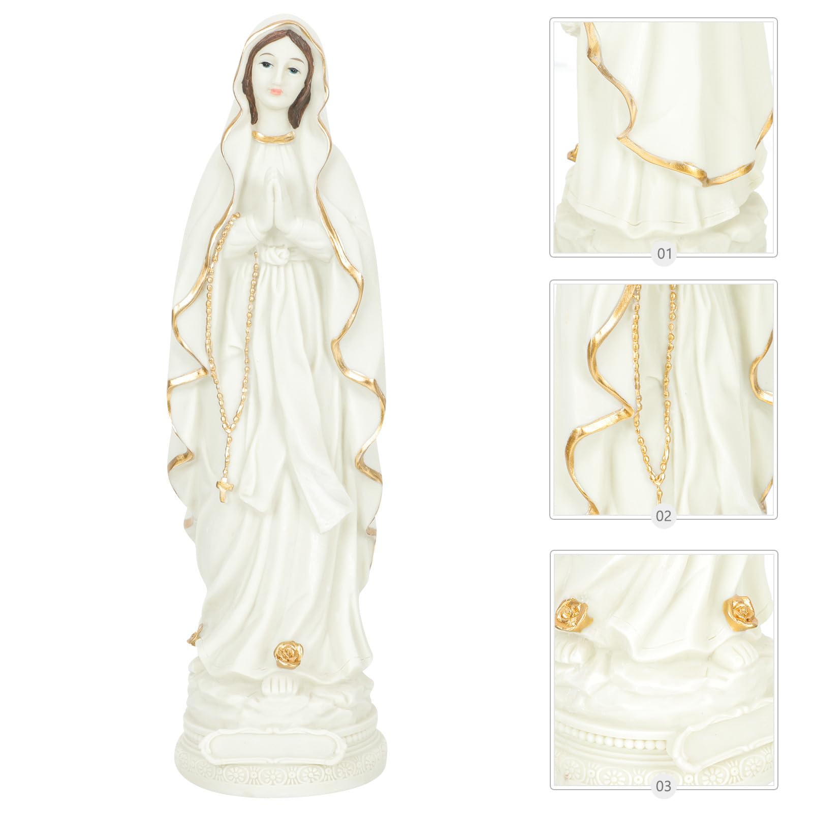 Resina Bianca Statua di Maria Decorazione Religiosa, Luminosa