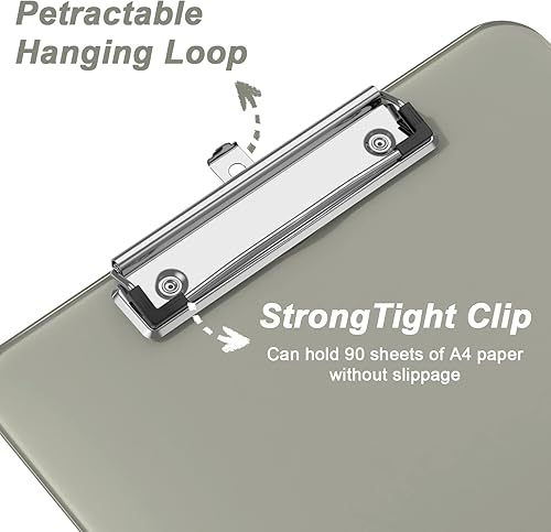 Miniatura 3 de Rimilak Juego de 6 portapapeles de plástico, tablero de clip translúcido con clip de metal de perfil bajo, tamaño carta de 12.5 x 9 pulgadas