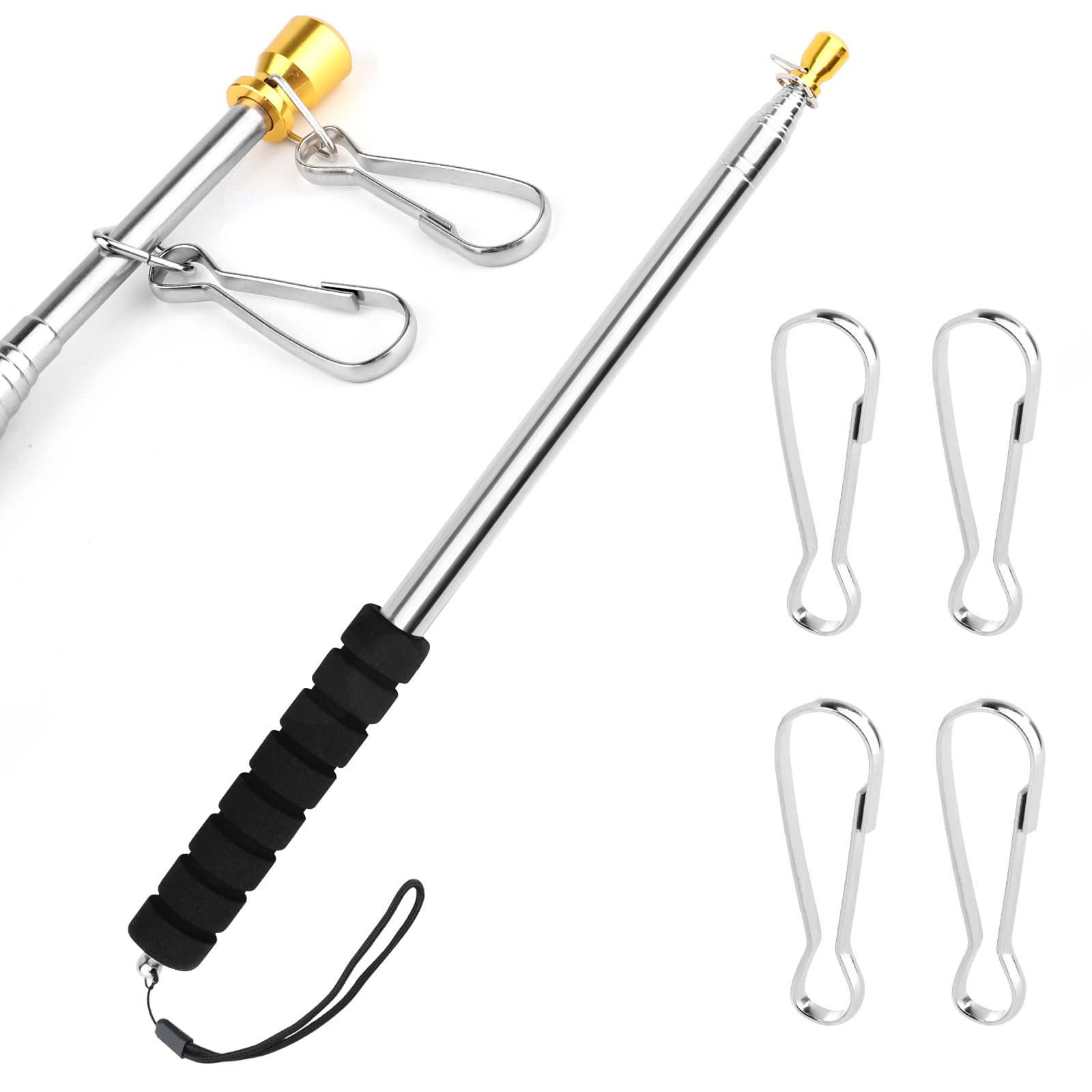 Nexlynk 3 Meter (9.8FT) Telescopic Flag Pole,Stainless Steel Handheld Portable Extendable Retractable Flagpole with Anti-Slip Grip Clip for Tour Guide Festival Teaching Pointer Presentations(Black)
