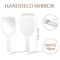 Vista 2 de Hicarer 16 piezas de espejo de mano con mango estándar, 1 aumento, de plástico, maquillaje de viaje, espejo cosmético de mano para viajes, 3.15