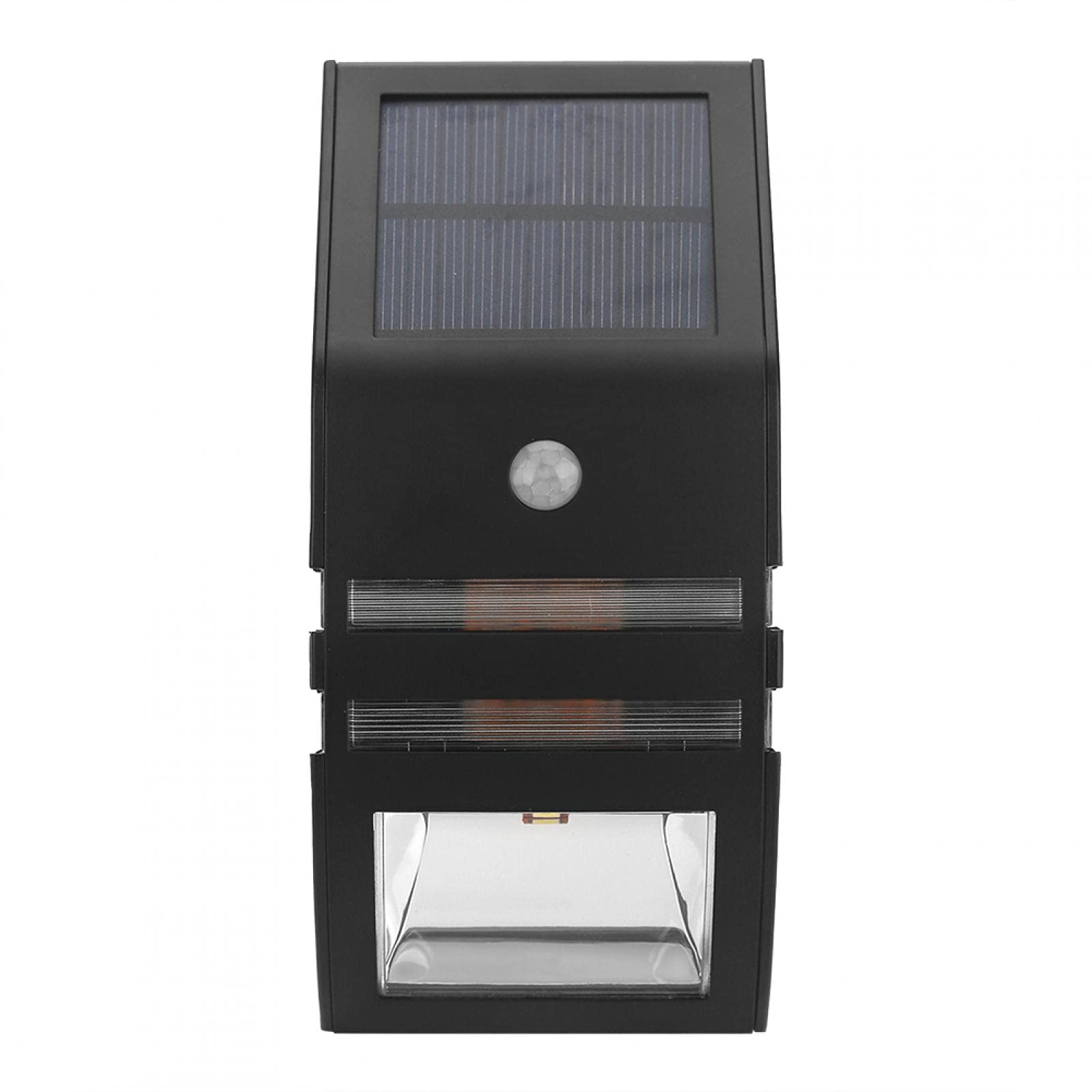 Alvinlite Solar Lamp, 2 LED Path Wall Light Solar Powered PIR Motion Sensor Lamp for Outdoor Garden Patio (Black-Warm White)
