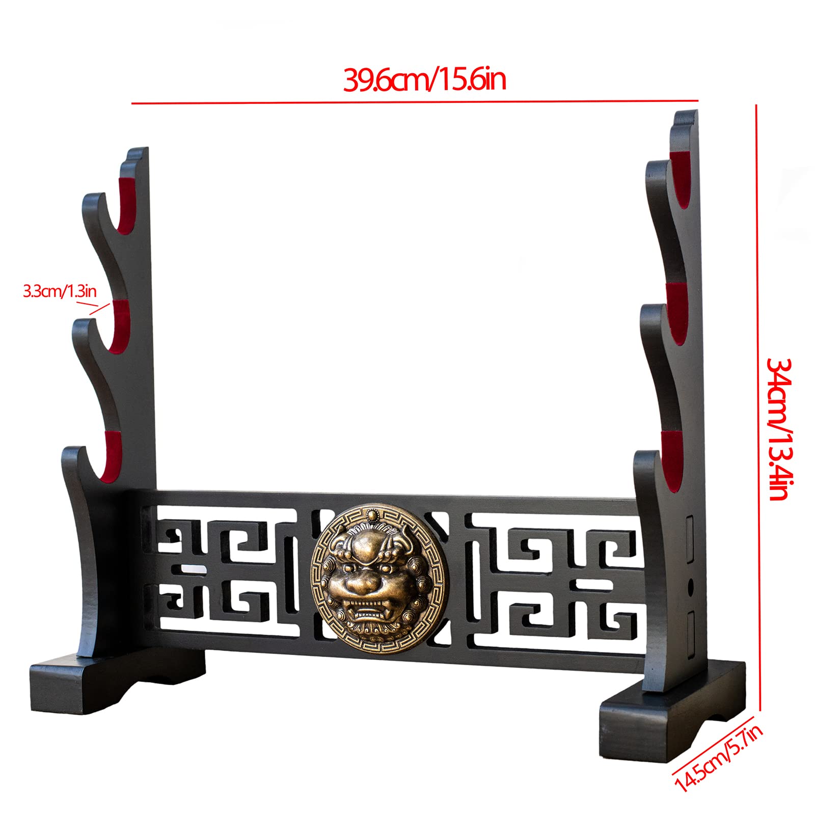 Soporte para espadas de terciopelo japonés acolchado Katana Stand Samurai Display Rack Soporte Todas las Espadas Tanto (Kylin-3)