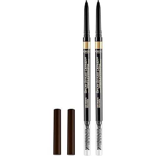 L'Oreal Paris Makeup Brow Stylist Definer Waterproof Eyebrow Pencil, Ultra-Fine Mechanical Pencil, Draws Tiny Brow Hairs and Fills in Sparse Areas and Gaps, Dark Brunette, 0.11 Ounce (Pack of 2)