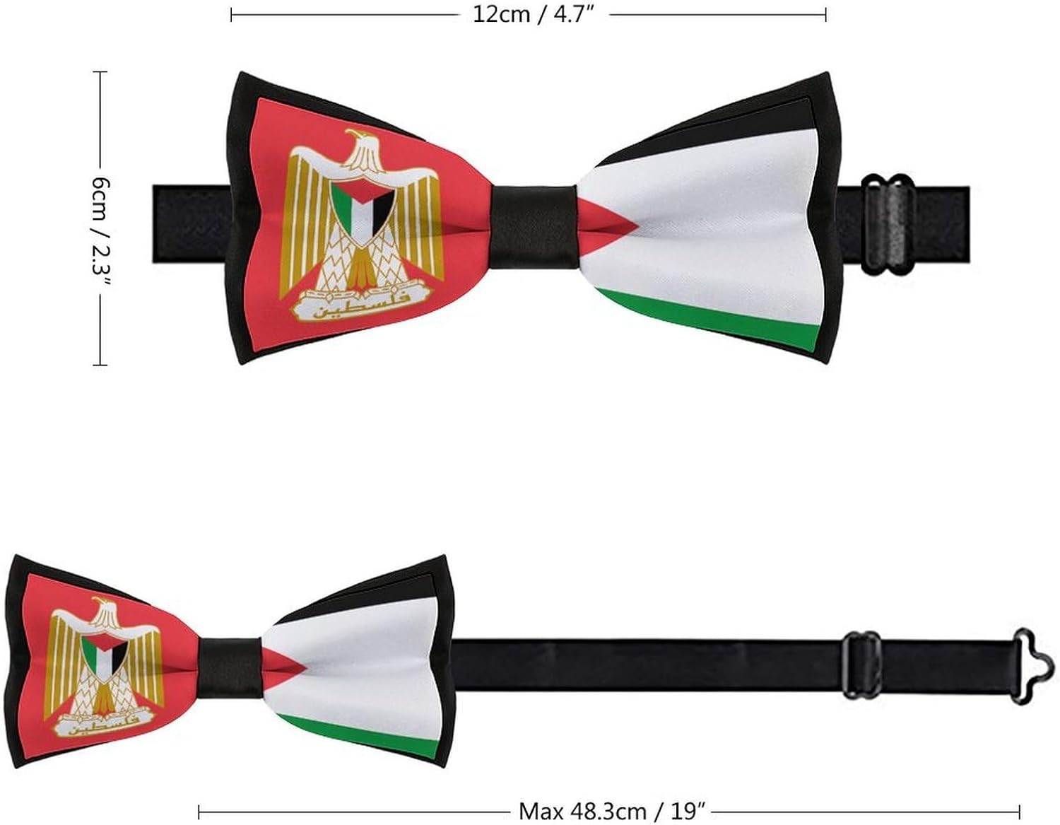 Palestine Palestinian Flag Novelty Men's Bow Tie Pre-tied Adjustable Bowtie Accessories for Wedding Party