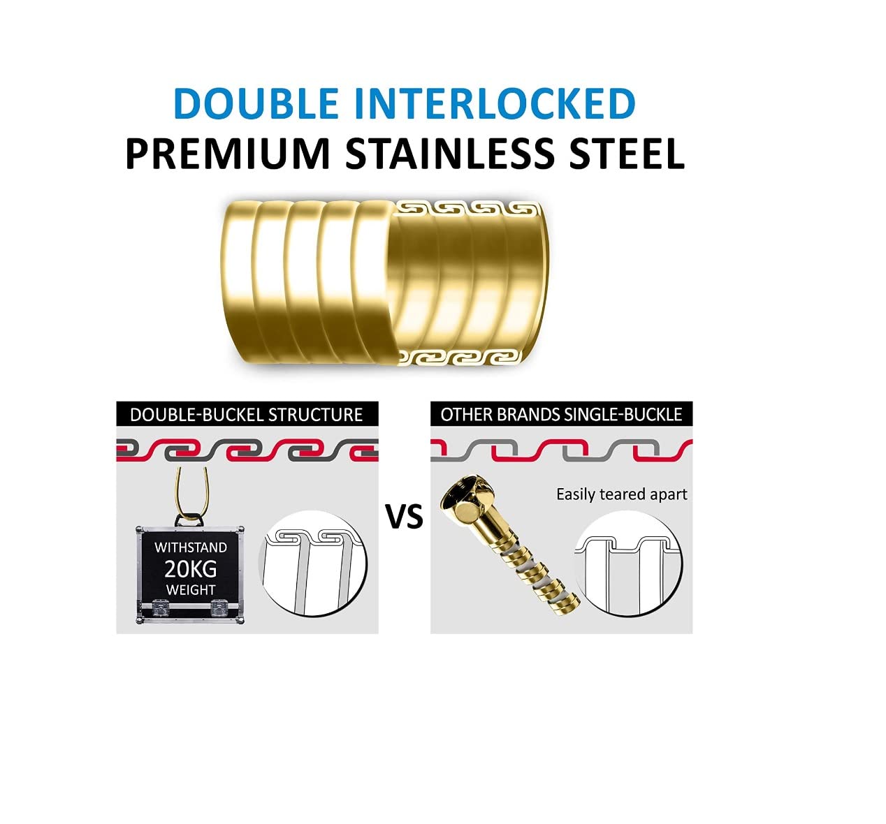 Tubo Doccia Portatile Hairstore Oro Acciaio Inox 2 M Flessibile Doccia Portatile