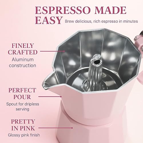 Miniatura 8 de HARIRA Cafetera de 9 tazas de café de estilo italiano y cubano, cafetera de aluminio duradera con mango ergonómico, rica infusión aromática,