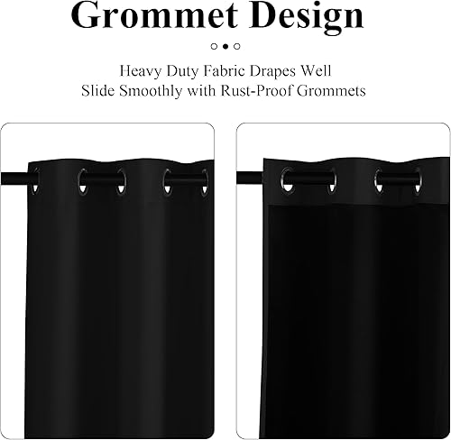 Miniatura 7 de PONY DANCE Cortinas 100% opacas, cortinas gruesas de doble capa de bloqueo de luz, cortinas de reducción de ruido con aislamiento térmico para