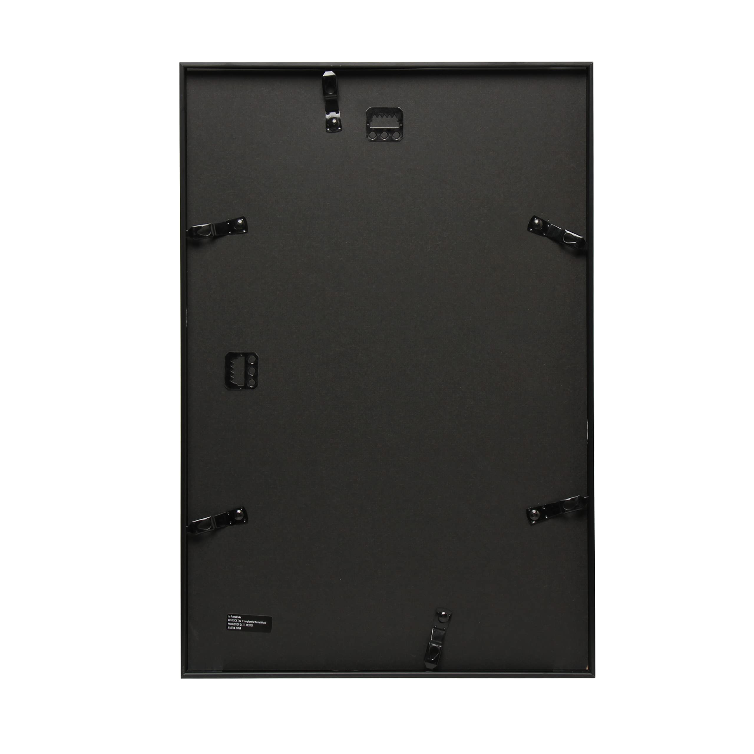 FrameWorks 12”x18” Matted to 11”x17” – Deluxe Black Aluminum Contemporary Picture Frame with Tempered Glass and Removable Mat