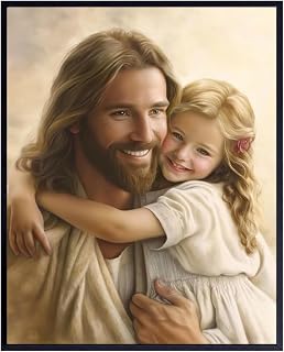 Religious art Little Girls Decor - Nursery Wall Decor for Girls - Christian Poster 8x10 - Jesus Painting Spiritual Home Print, God Poster - Faith Artwork, Aesthetic Christian Decoration, Jesus Picture