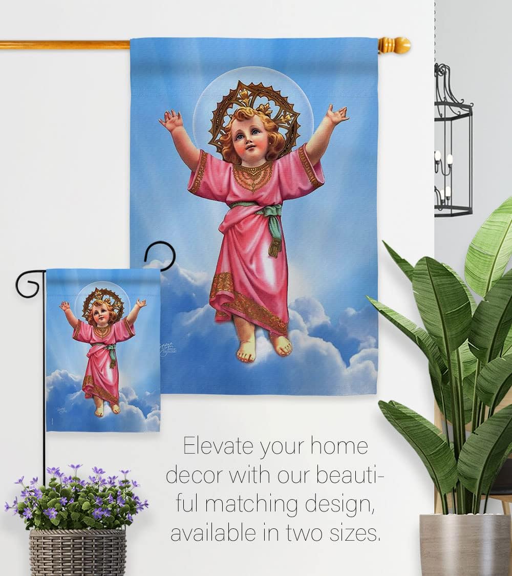Breeze Decor - Divine Baby Jesus Inspirational - Everyday Impressions Decorative Vertical House Flag 28" x 40" Printed in USA