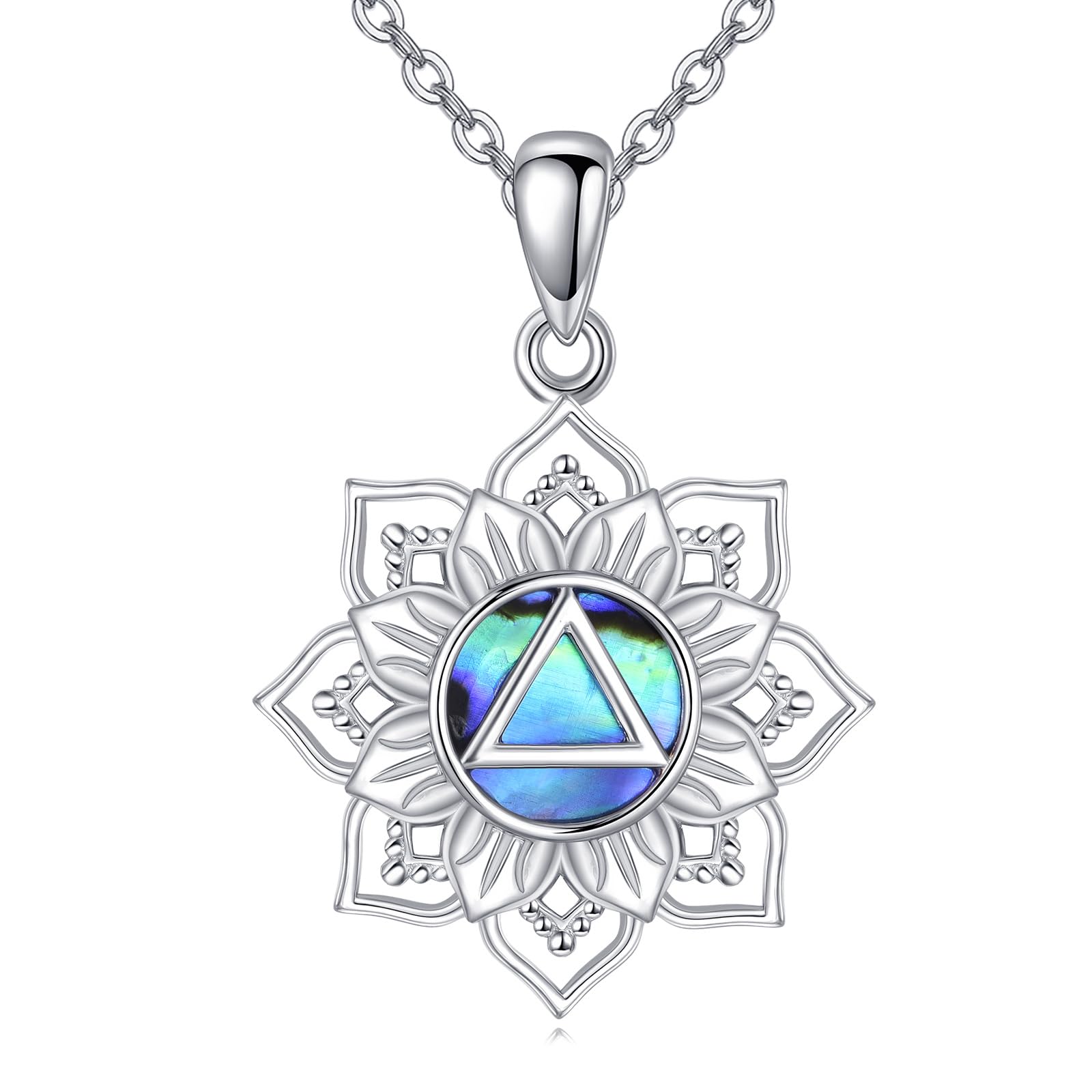 Nüchternheit Halskette Sterling Silber Abalone AA Halskette NA Halskette Erholung Symbol Halskette Lotus Nüchternheit Schmuck für Frauen