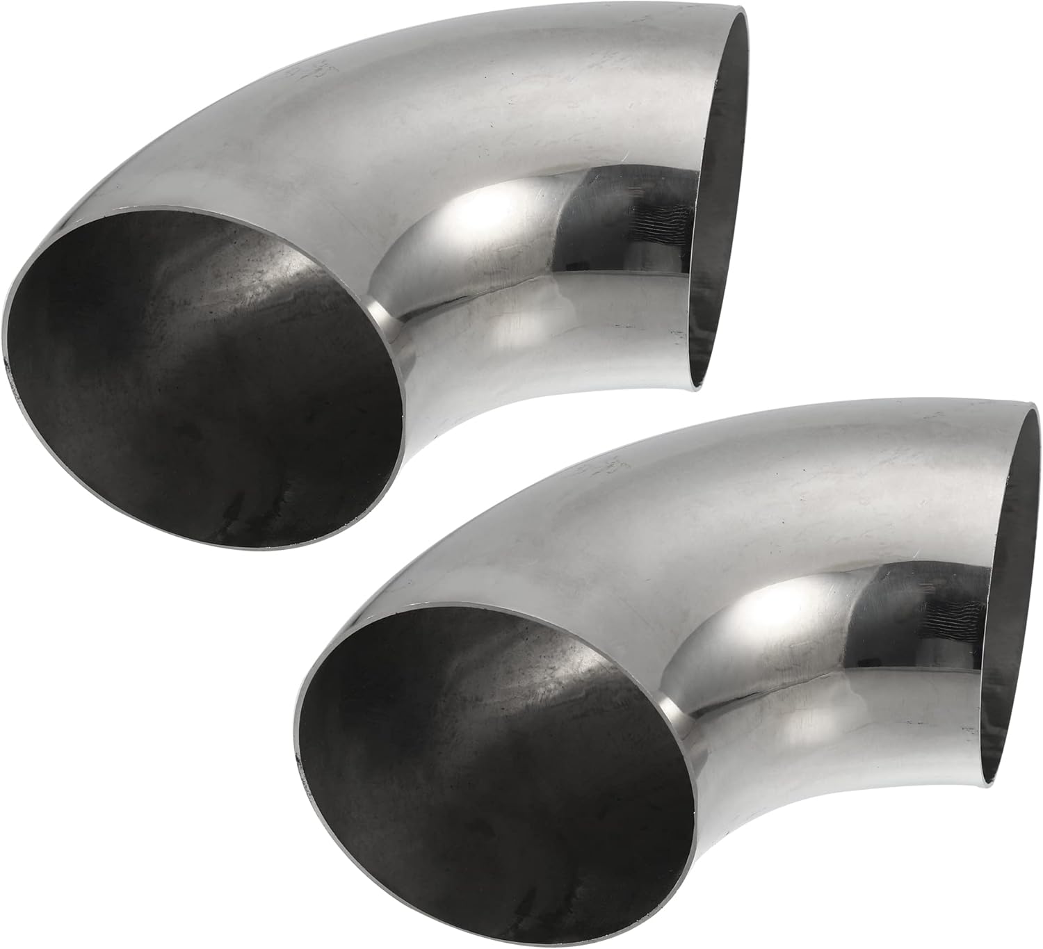 X AUTOHAUX 2pcs OD 4.5 Inch 90 Degree 1.5mm Thickness Mandrel Bend Elbow SS304 Stainless Steel Bend Tube Exhaust Elbow Pipe for Car Modified Exhaust System