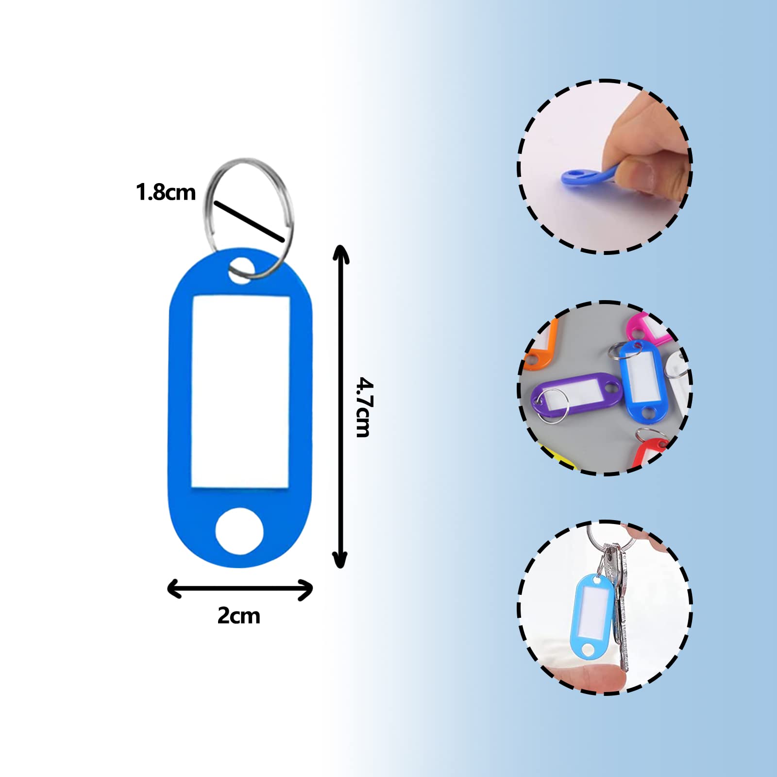 Portachiavi Scrivibili 50 Pezzi - Targhette Plastica Con Etichette, 10 Colori, Per Chiavi E Bagagli - Foto 9