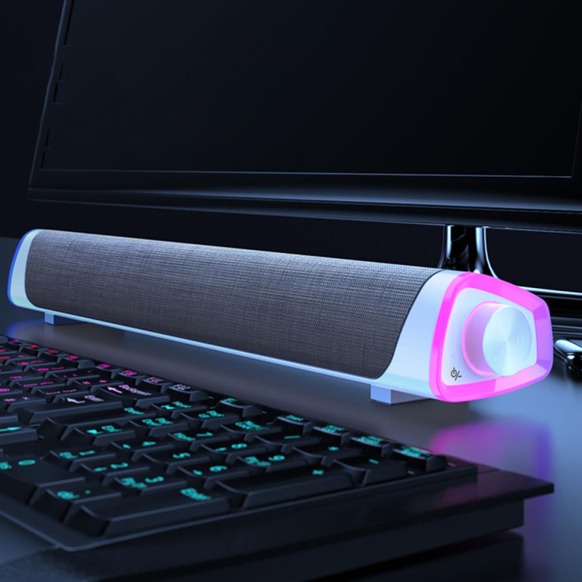 Uonlytech Soundbar Stereo per Computer 6w a Doppio Altoparlante | Tessuto, Risposta 25hz-20khz, Rapporto Segnale-rumore 80, Design Compatto e Portatile