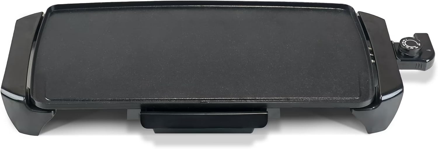 Electric Griddle 10.5 x 20 Inch, 1500W Ceramic Nonstick Cooking Surface with Adjustable Temperature Control, Dishwasher Safe Parts, Large Indoor Flat Top Grill for Breakfast & Family Meals