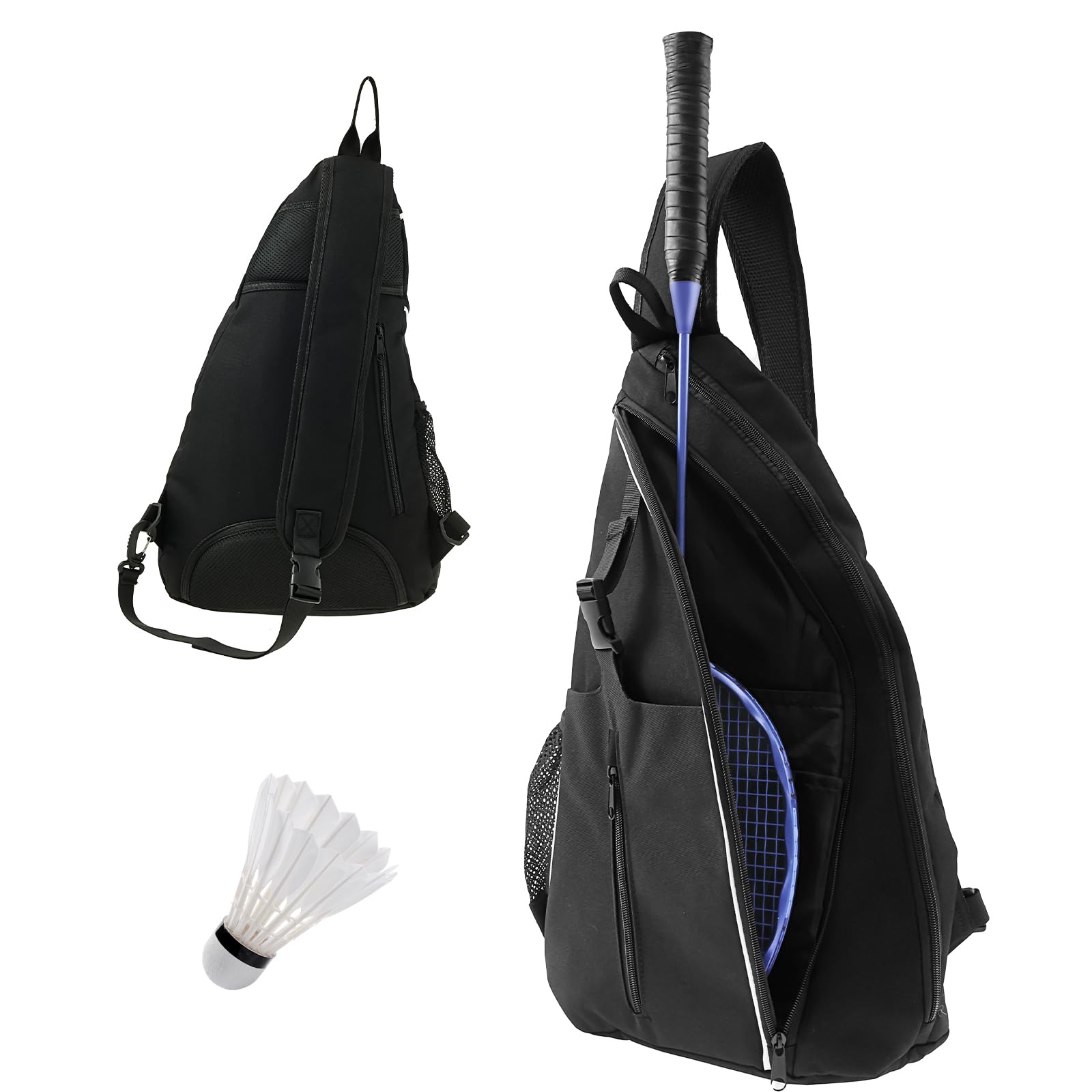 ZLHETWT Oxford Cloth Tennis Bag Adjustable Shoulder Strap Tennis Satchel Large Capacity Crossbody Bag with Theft Buckle for Women Men