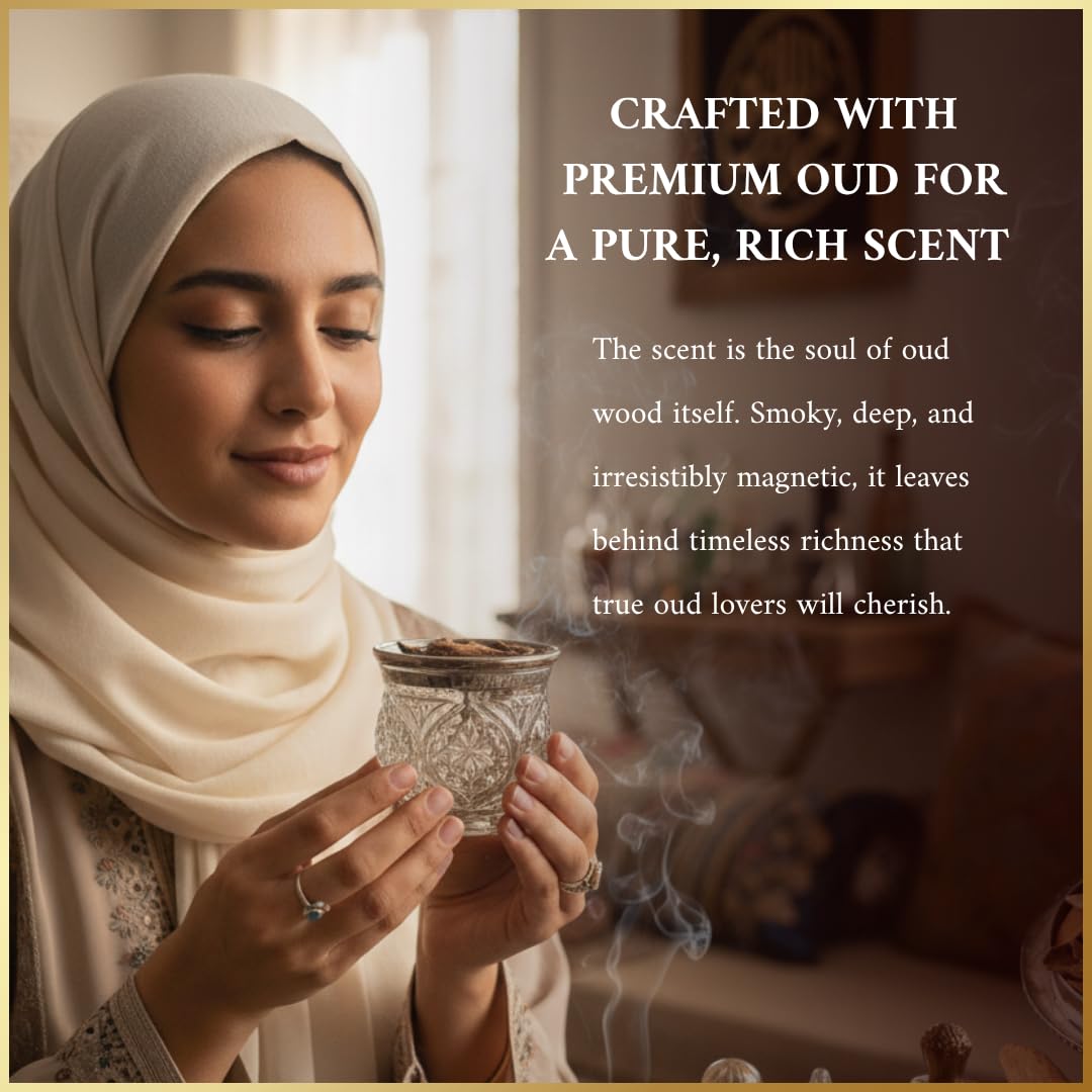 Oud Bakhoor Deluxe by Dukhni - Incensi arabi Bakhoor, 40 pezzi, fatti a mano, ricchi, lussuosi, miscela di Oudh legnosa naturale, regalo lussuoso per Ramadan e Eid, per rilassarsi e meditare