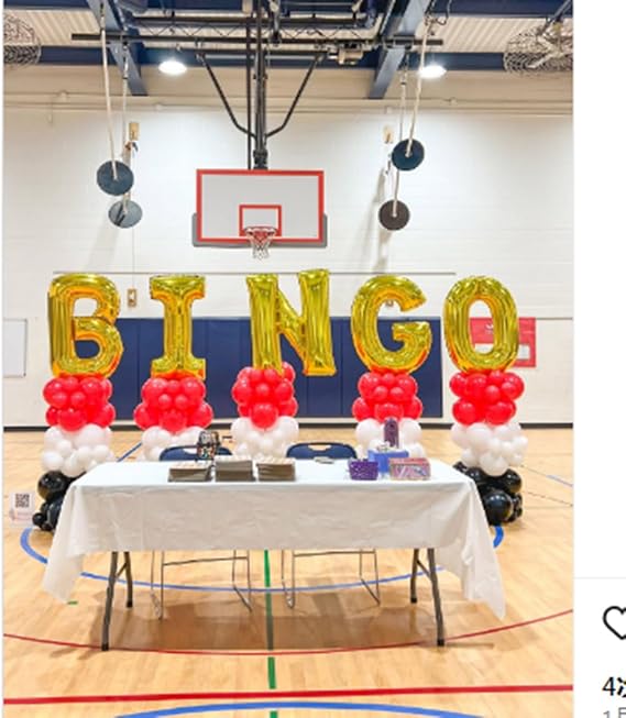 BINGO Letter Foil Balloons,Bingo Backdrop,Bingo Night Balloon Banner,16 inch,Gold