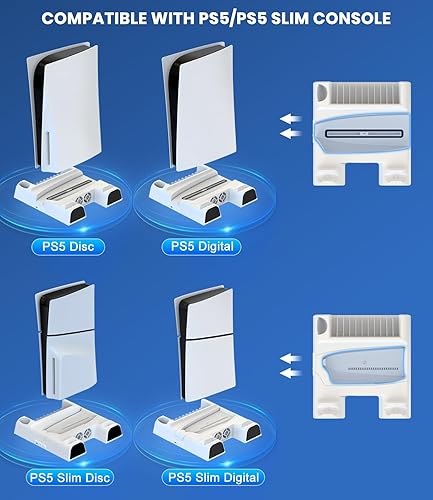 Miniatura 4 de PS5 Slim Stand with 2 Cooling Fan, Dual Fast PS5 Controller Charging Station with Games Storage, PS5 Cooling Station PS5 Accessories Vertical Stand