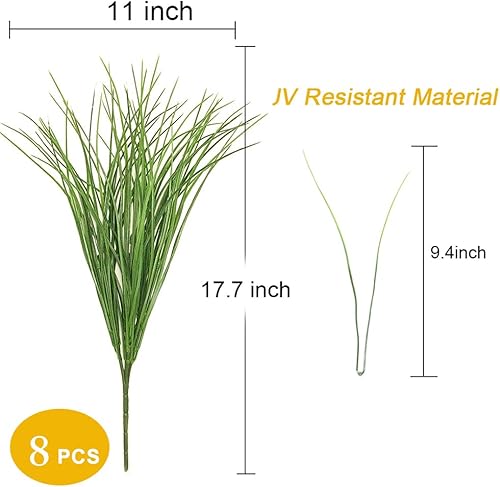 Miniatura 3 de 8 paquetes de plantas de césped artificial, arbustos artificiales, hierba de trigo para casa, de plástico, resistente a los rayos UV, césped