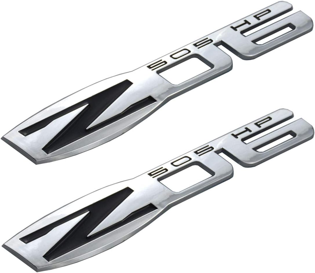 2x Z06 Fender Emblem Replacement For Chevrolet Corvette C5 (Chrome/Black)
