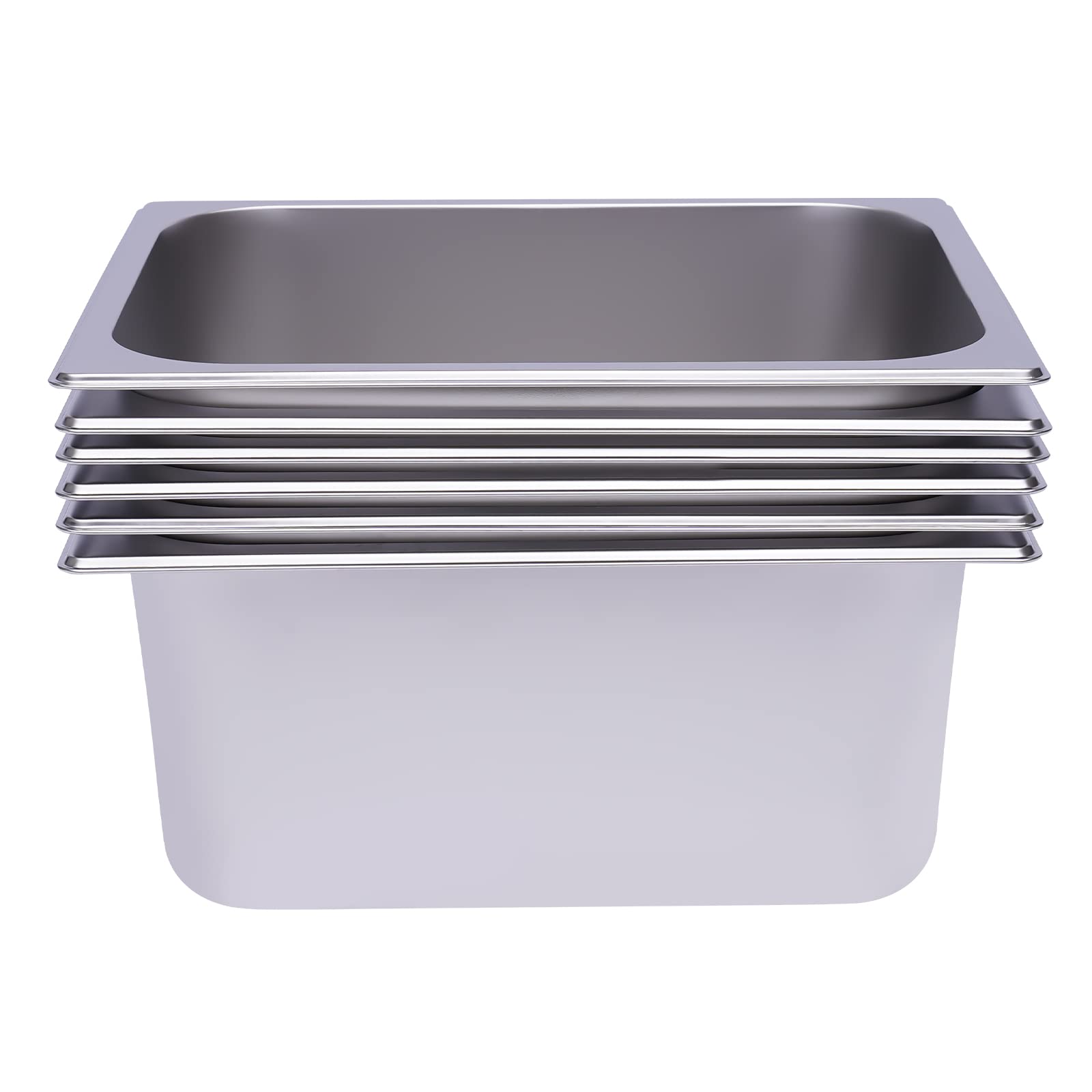 Treeisland Contenitore per gastronorm, in acciaio inox, 6 pezzi, contenitore per alimenti, in acciaio inox, per padelle alberghiere buffet catering
