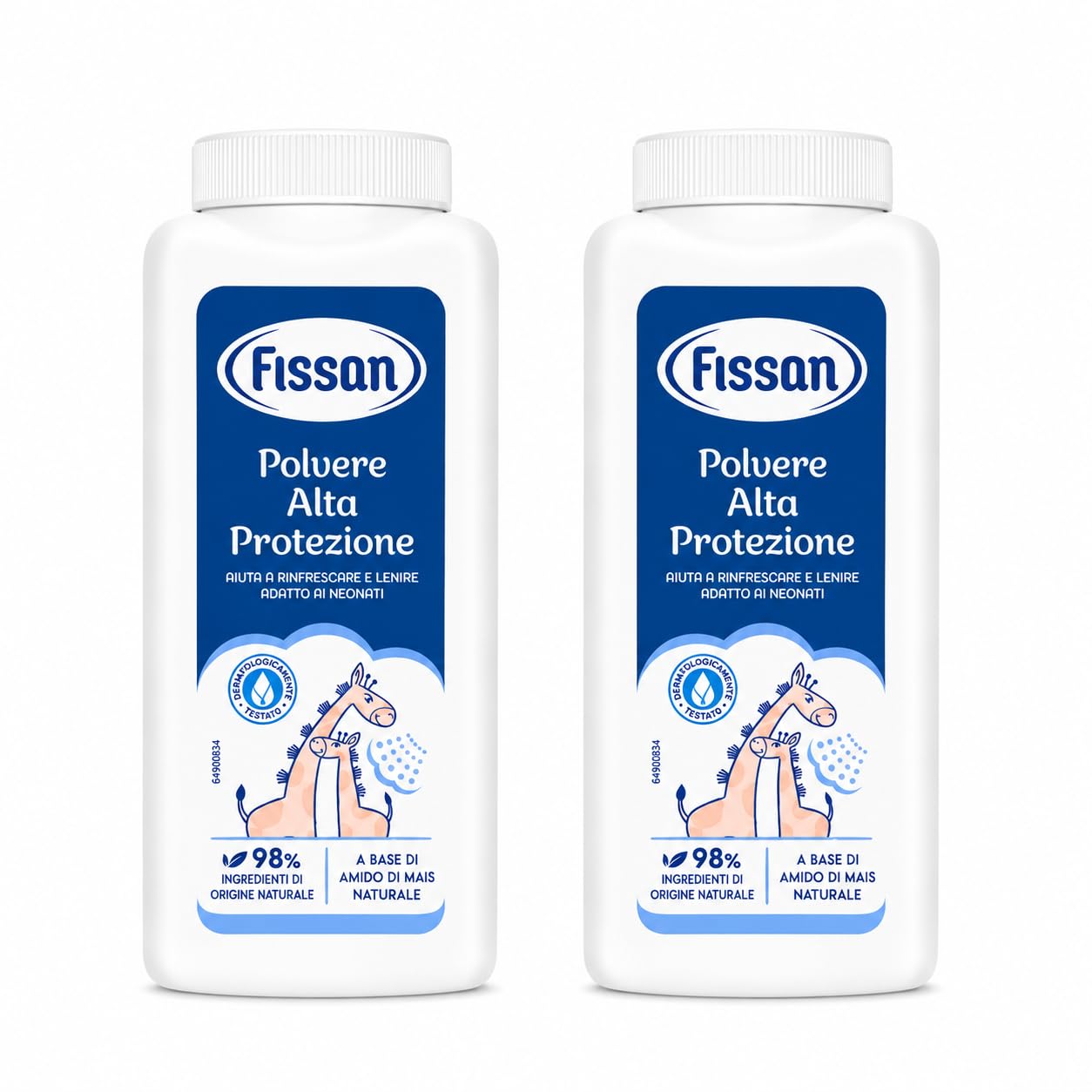 Polvere Alta Protezione – Talco Protettivo per Neonati e Bambini – Con Amido di Mais Naturale e Ossido di Zinco – Aiuta a Lenire e Assorbire l'Umidità – Pelle Delicata - 2 Unita da 200g