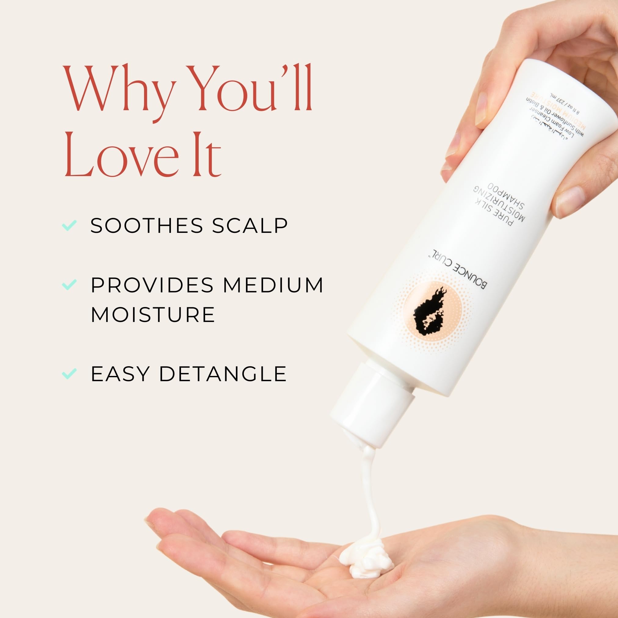 Bounce Curl Pure SIlk Moisturising Shampoo | Curly Hair Shampoo | Sulfate-Free | Curly Hair Product | 238ml