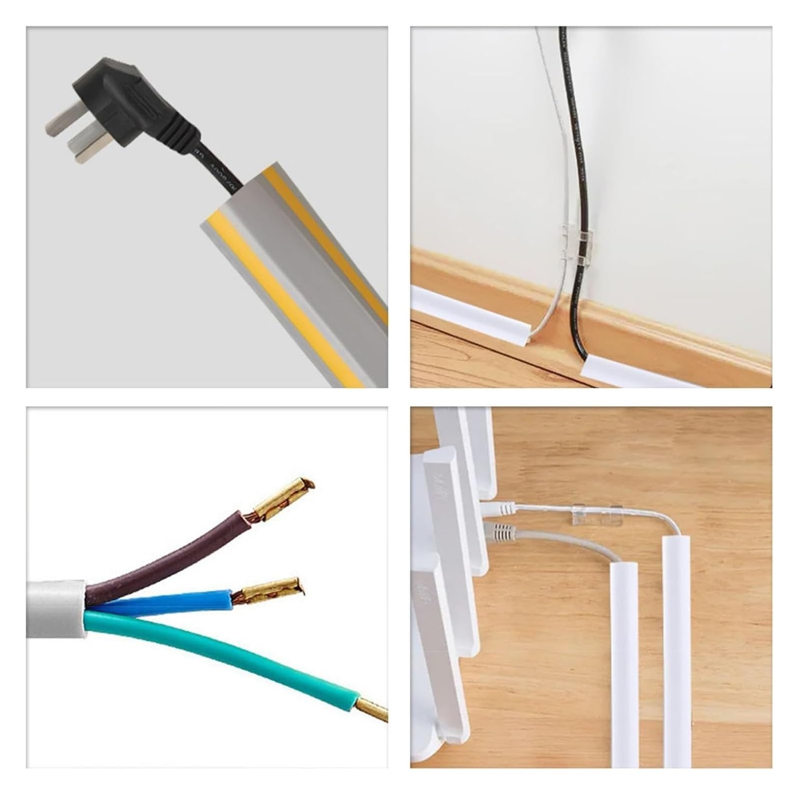 Copertura per cavi da pavimento, protezione per cavi da pavimento, lunghezza 10 m x larghezza 4 cm, protezione per filo in PVC bianco, elegante copertura per cavi da pavimento e canalina per cavi