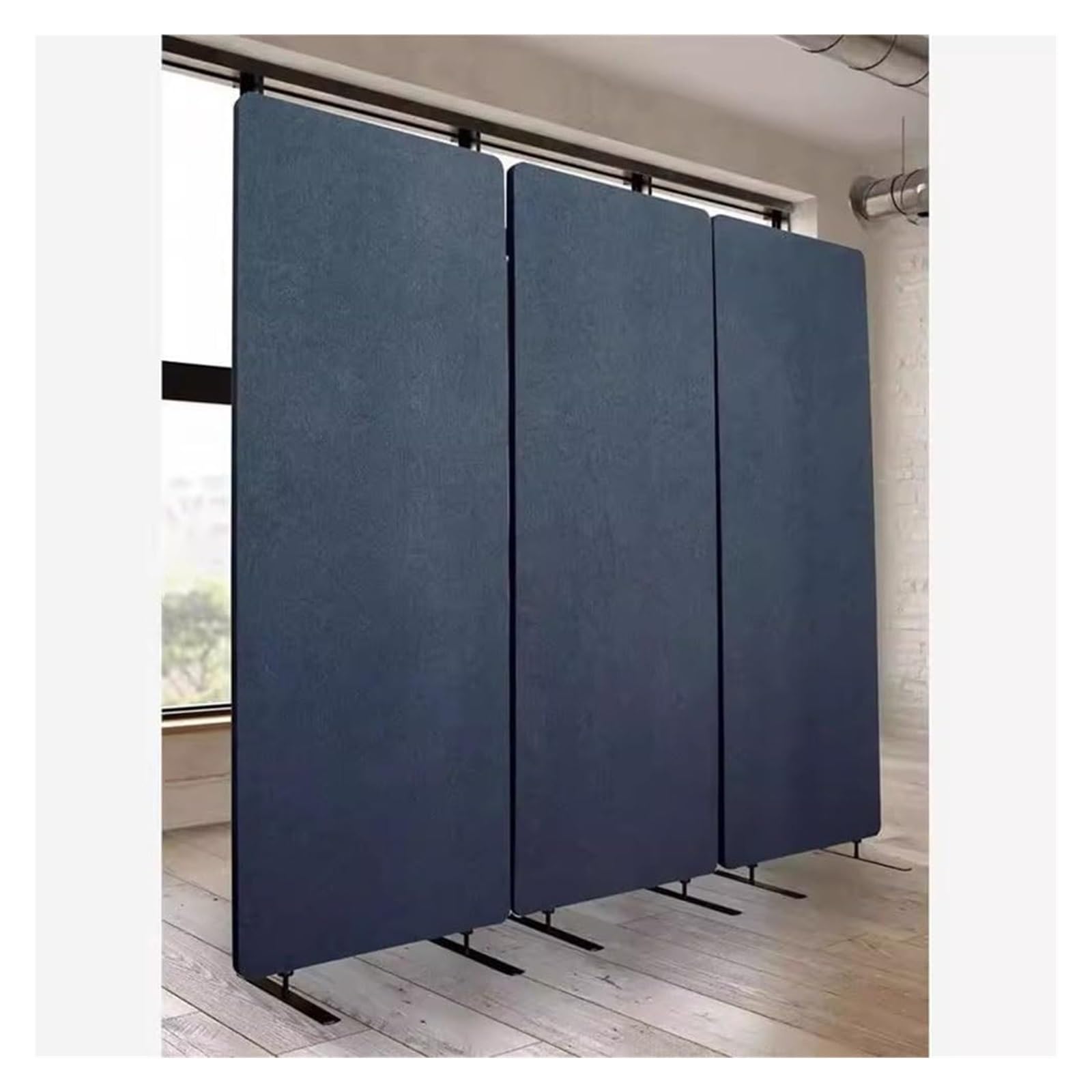 Divisorio acustico a 3 pannelli, portatile, insonorizzato, divisorio per la privacy, in poliestere PET blu, ideale per uffici e spazi domestici