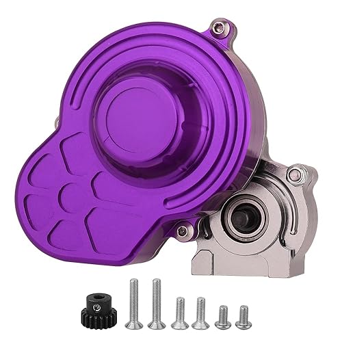 Pothyes All Metal Complete Gearbox Transmission with Motor Gears for 313mm Wheelbase 1/10 RC Crawler Truck Axial SCX10 & SCX10 II DIY Upgrade Parts (Purple)