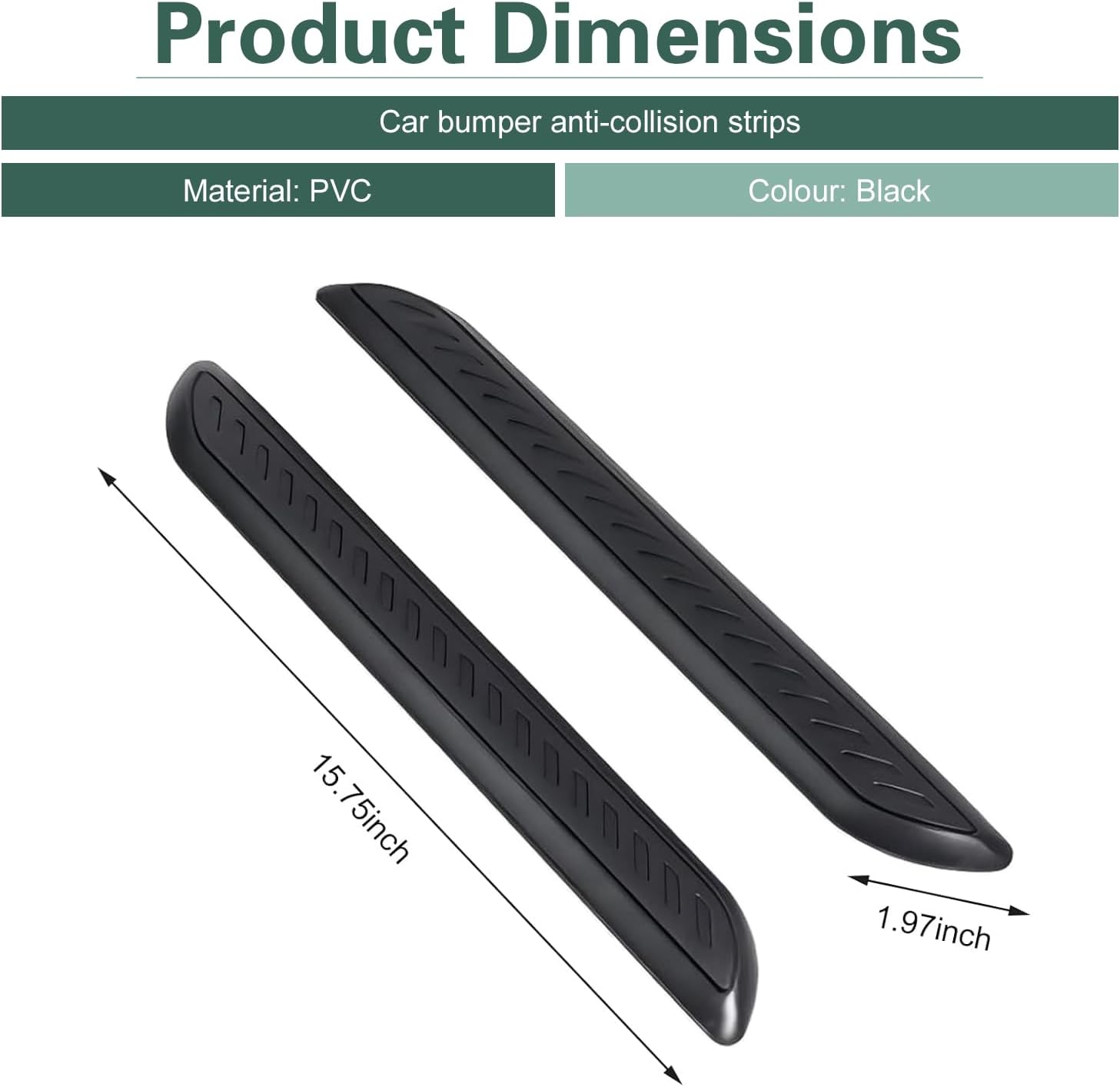 2PCS Rubber Car Bumper Guard, Auto Anti-Collision Rear Bumper Protector Strip, Universal Front Rear Bumper Corner Guards, Vehicle Exterior Accessories, for Most Sedan, Truck, SUV