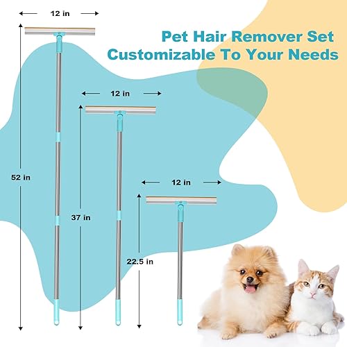 Miniatura 5 de Removedor de pelo de mascotas, alfombra Ra-ke con mango ajustable de 52 pulgadas y raspador de metal extra ancho de 11.8 pulgadas, removedor de pelo