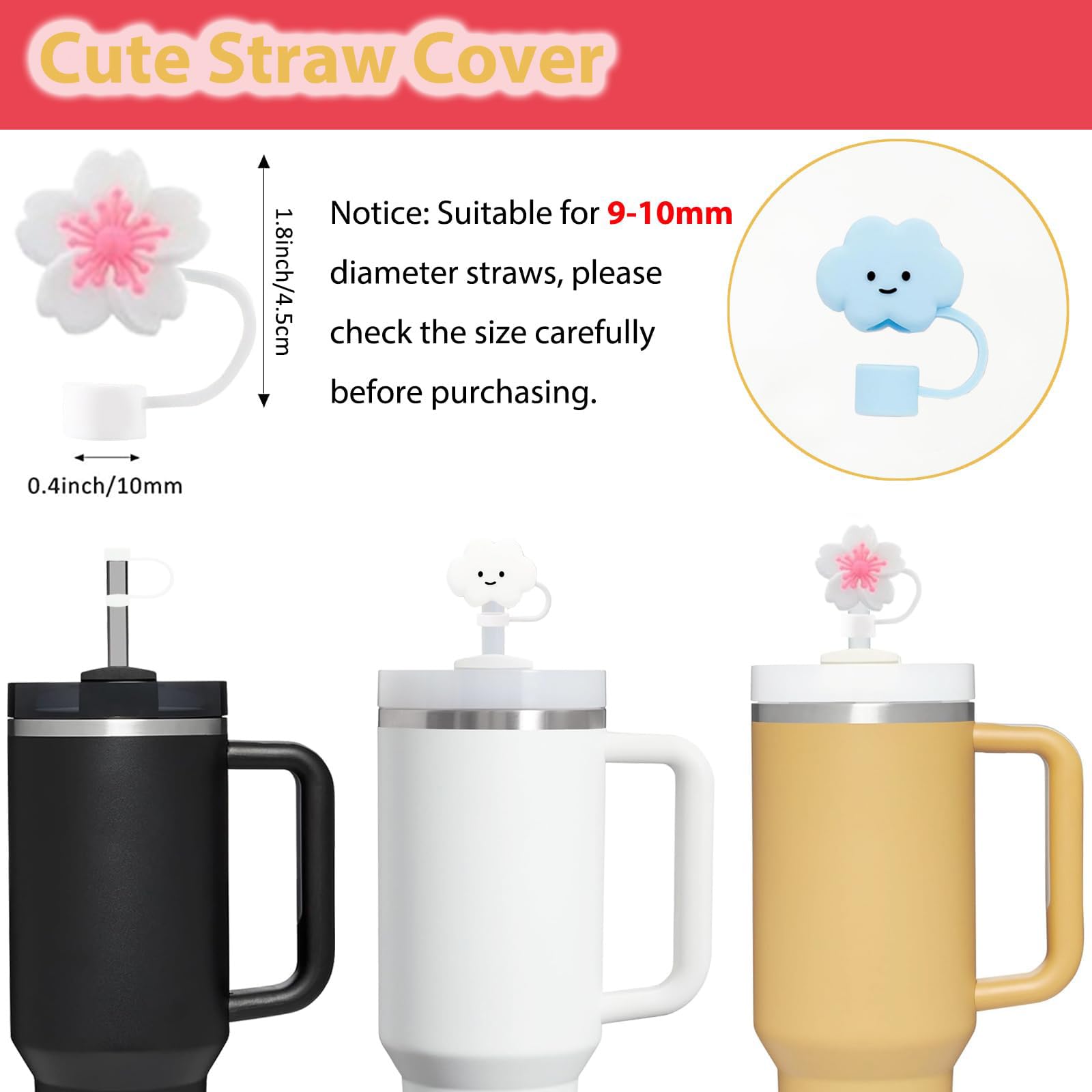 Set Accessoires Stanley Cup Frundoo - 6 Pailles Silicone, 2 Bouchons, 1 Protège-Base - Pour 1.2L Et 850ml