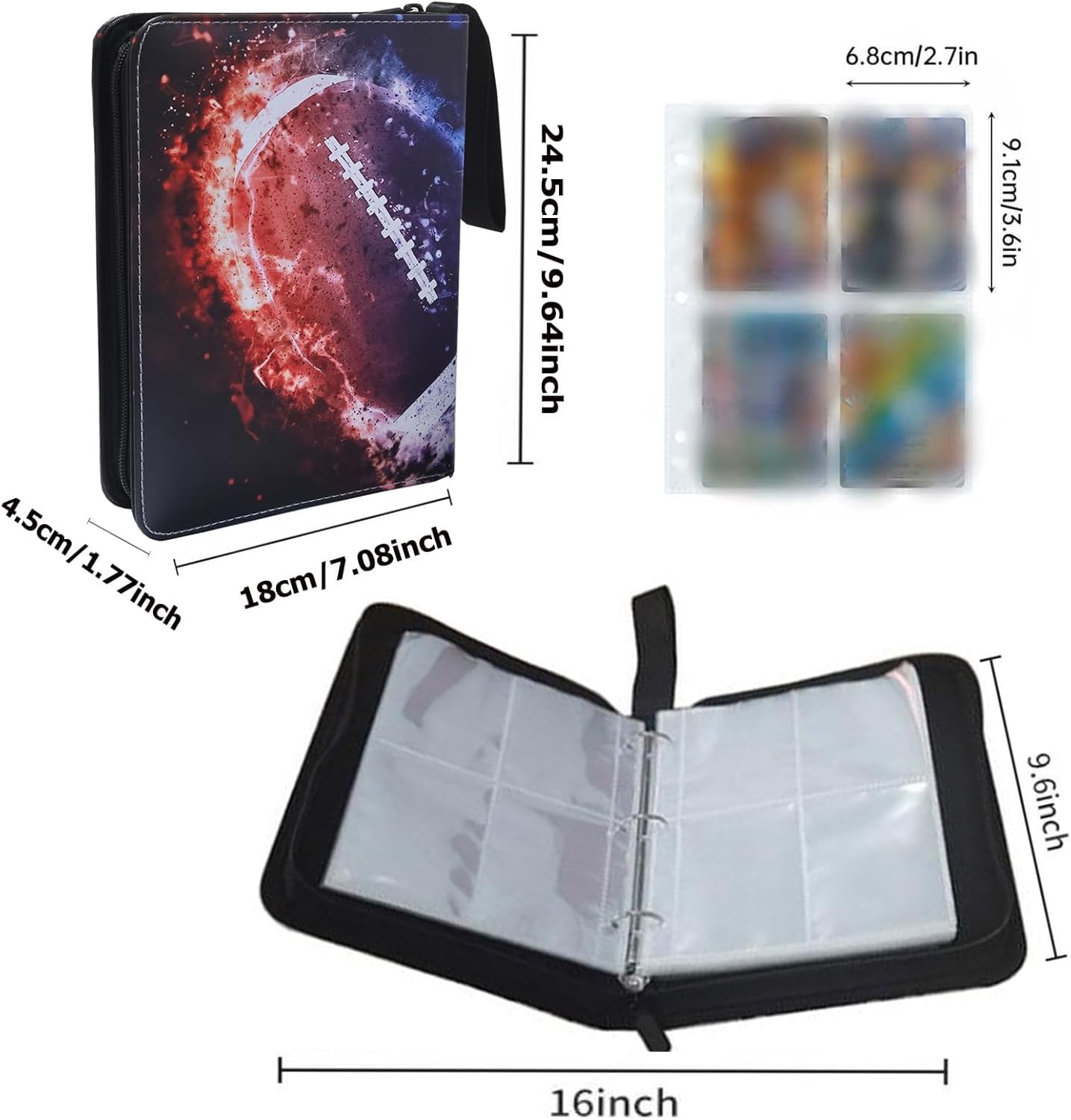 Amazon.com: Football Card Binder, 4 Pocket Sport Cards Binder 400 Pockets Trading  Binder Holder Album Compatible with Football Cards, Trading Cards, MTG and  Other TCG (Red) : Toys & Games