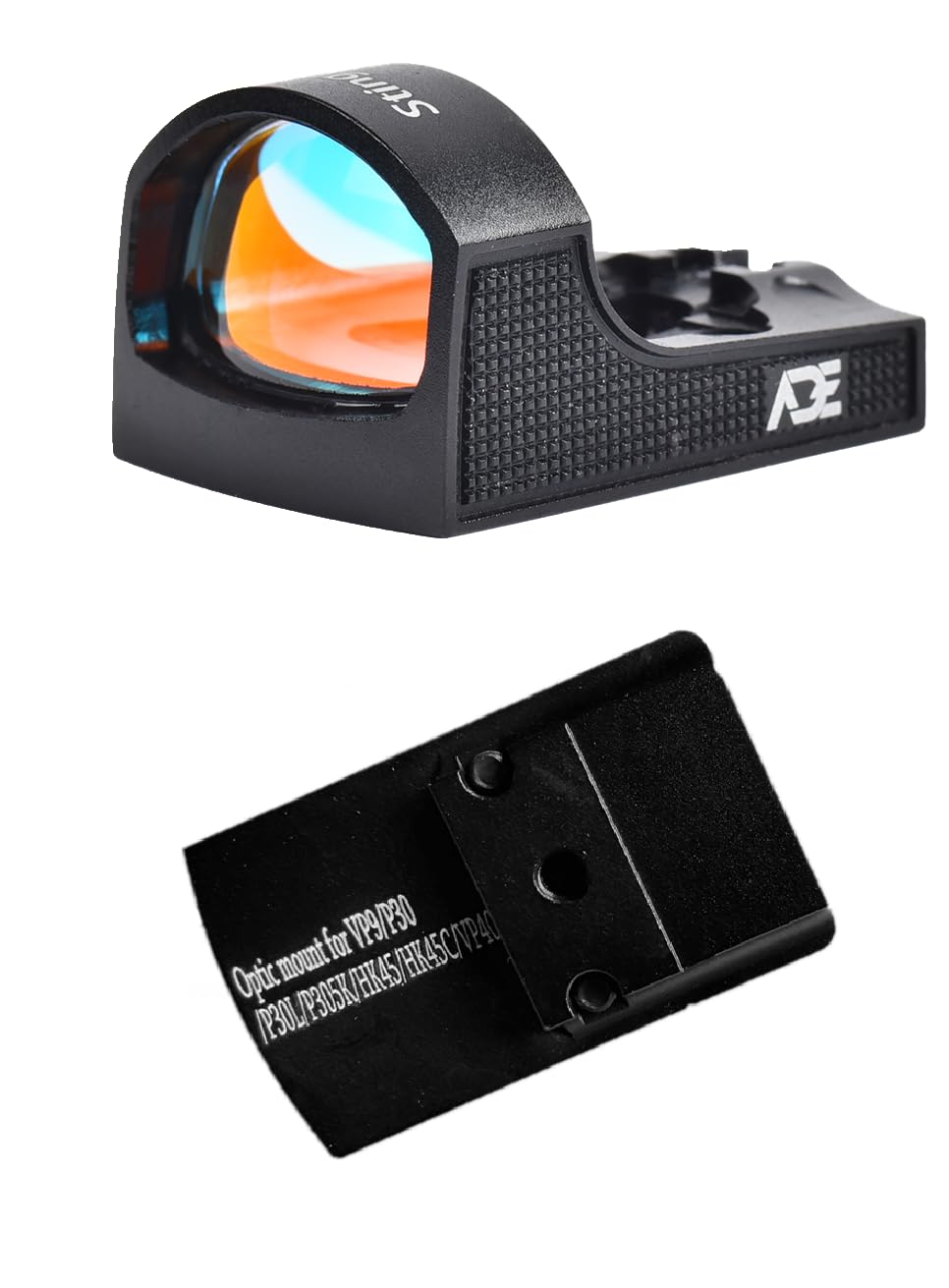 Ade RD3-019 Stingray Red Dot Sensor Activated Reflex Sight + Optic Mounting Plate for Non-Optic Ready HK VP9 | VP9SK | P30 | P30L | P30SK | HK45 | HK45C | VP40 Pistol