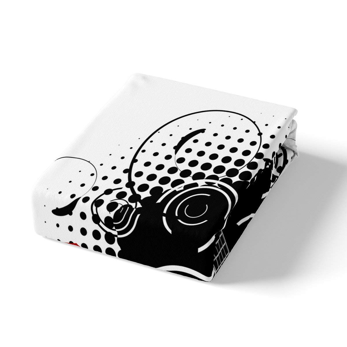 Erosebridal Guitar Comforter Cover Full Size Rock Music Duvet Cover Red Electric Guitar Bedding Set Black Spiral Quilt Cover, Grunge Style Duvet Cover for Kids, Room Decoration, Red White