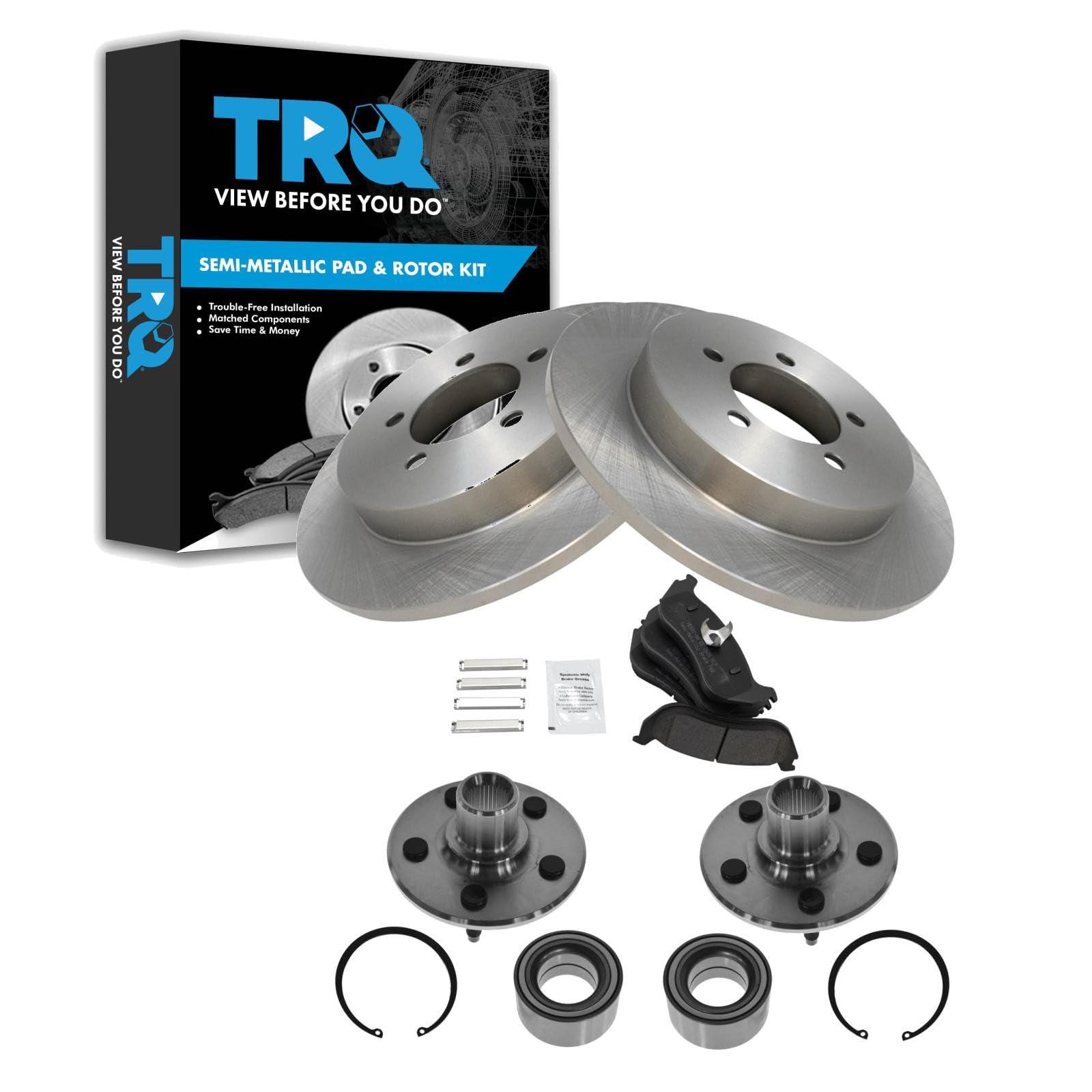 TRQ Rear Brake Pad and Rotor Set Semi Metallic Compatible with 2002-2005 Ford Explorer Mercury Mountaineer