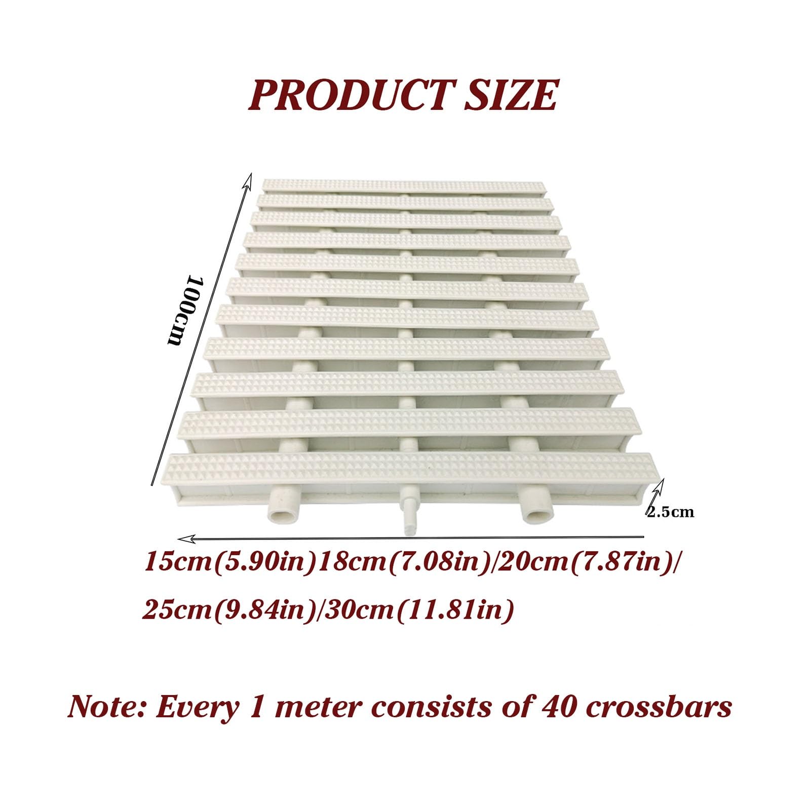 Rejillas para Piscinas, Rejilla de rebosadero de ABS para Piscinas, Cubierta Blanca para canaletas de Drenaje de Ducha, Rejilla de Drenaje Exterior para Patios, aceras y Bordes de Casas, 20x