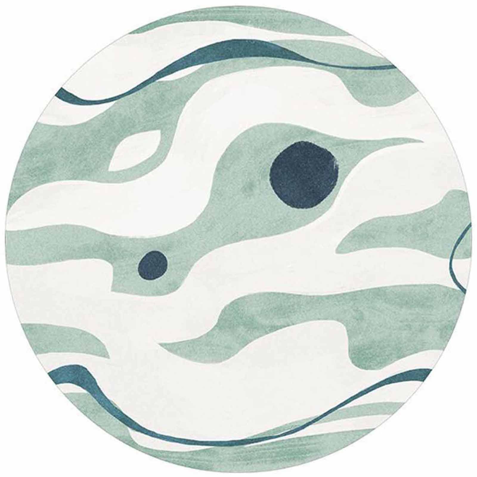 Tapis circulaire abstrait extra large 200cm multicolore vert bleu design rond