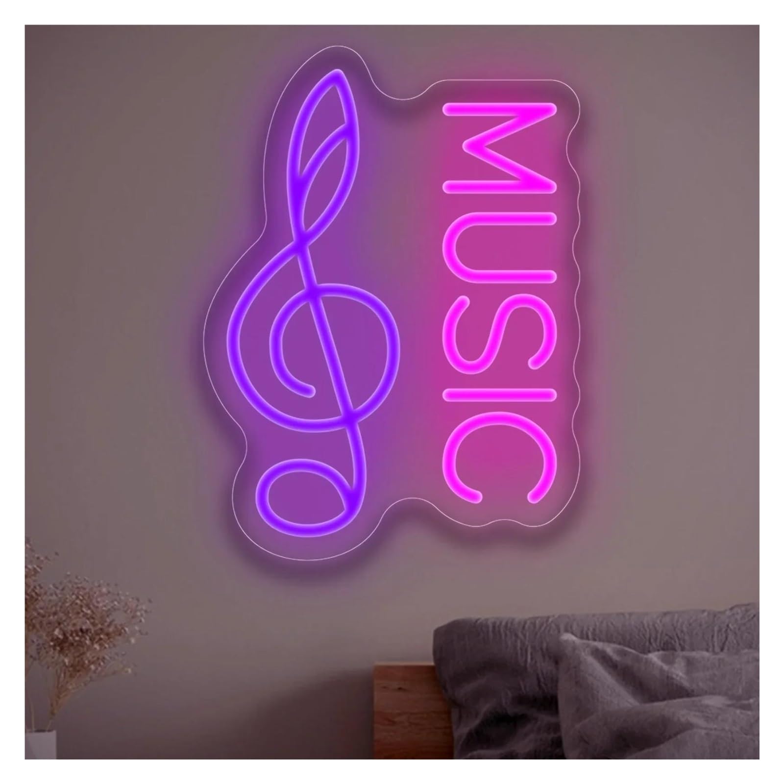 RONGCH Hanging Art Signs Music Neon Sign Musical Note for Bedroom Studio Karaoke Party Wall Art Decor USB Dimmable 30.4x22.2cm
