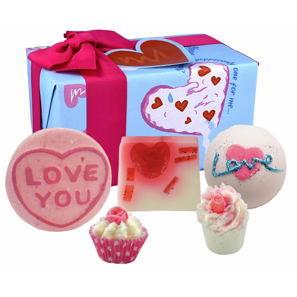 Bomb Cosmetics Love You to Pizza 5 Piece Handmade Wrapped Bath Gift Set with Essential Oils, Includes Bath Bombs, Soap & Bath Creamer