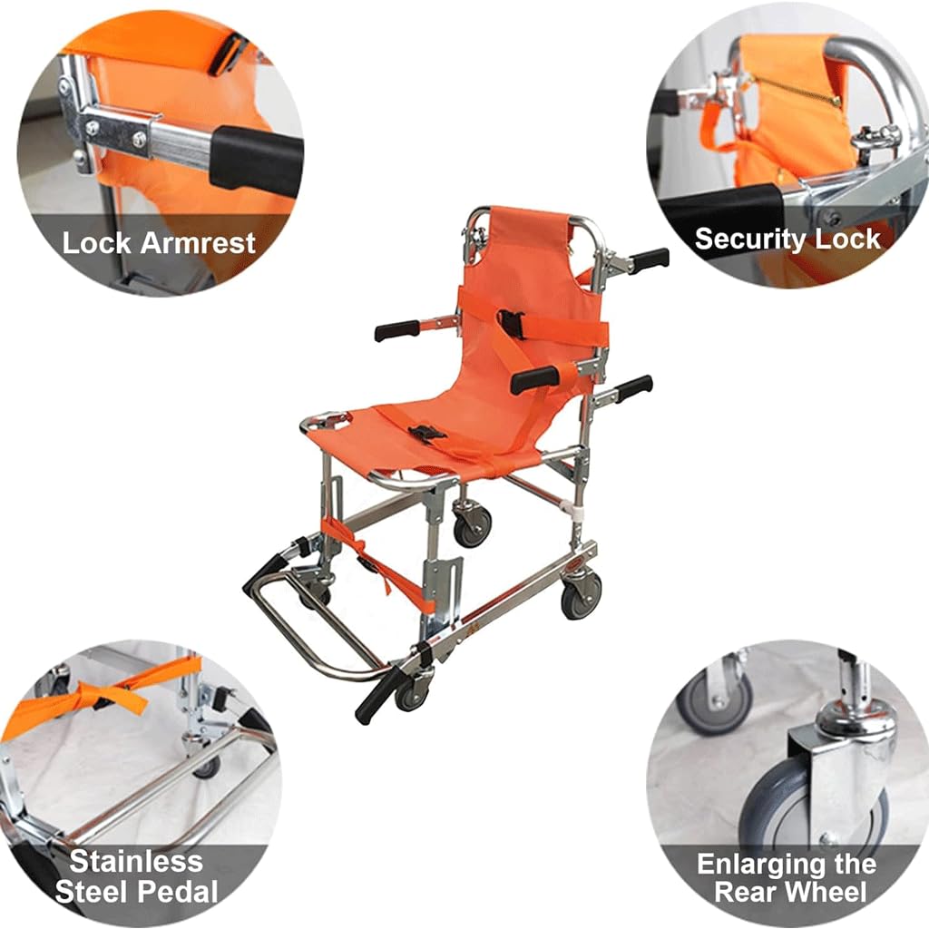 Sedia per barella per Scale cingolate per Uso di Emergenza Sedia a rotelle per Salire e scendere Le Scale Carrello per barella Pieghevole